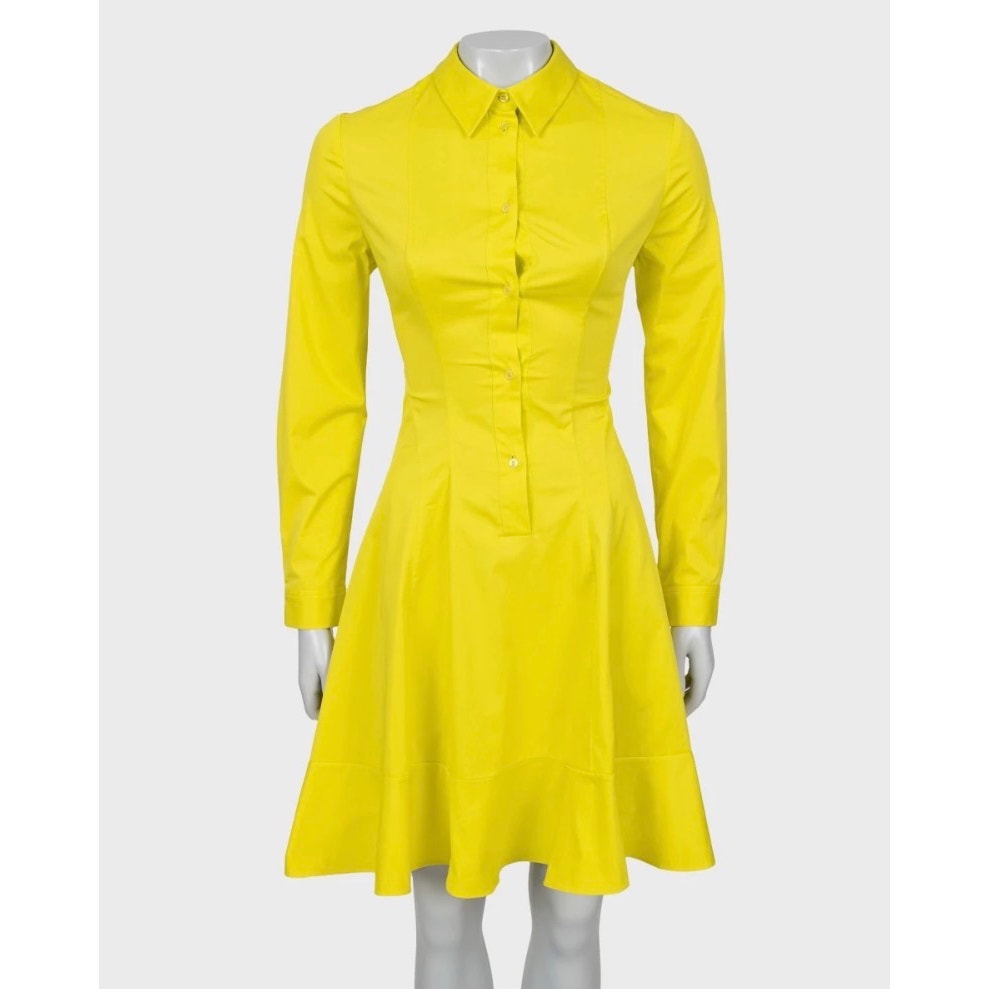 Christian Dior Yellow Cotton Blend Fitted Shirt Dress It 42/M